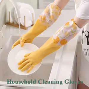 A set of household cleaning gloves, 18inch in length, suitable for dishwashing and laundry