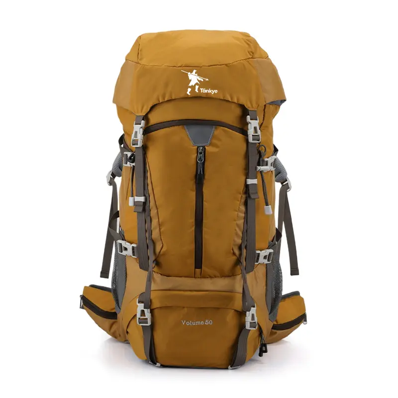 TANKYE 50L Water Resistant Camping Backpack - Durable, Lightweight, Waterproof with Rain Cover for Hiking Adventures, Water Resistant Backpack