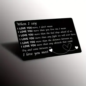 Metal Wallet Card, Creative Letter Pattern Card, Wallet Insert Card, Gift for Husband, Personalized Anniversary Gift, Creative Gift for Lover, Custom Message Card