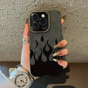 The Black Flame Pattern Phone Case Is Compatible with Iphone 16 Pro Max 15 14 13 12 11 PLUS PRO
