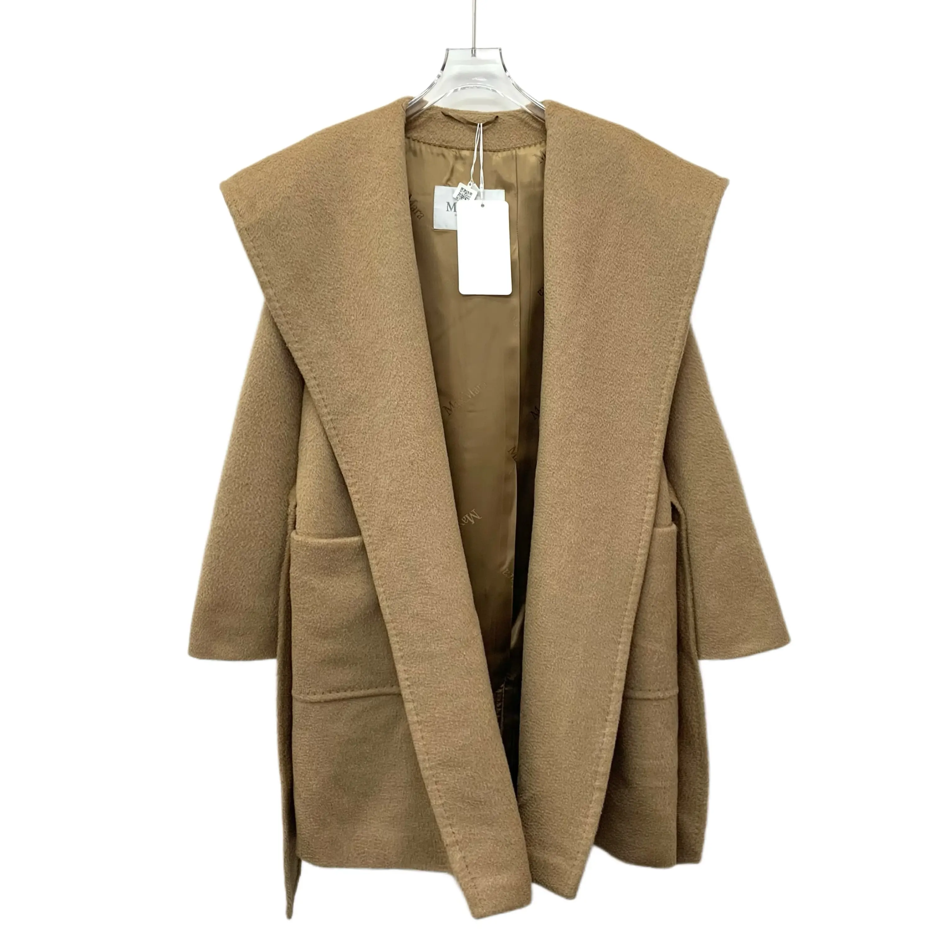 RDLT— Max Mara Brown Camel Hair Belted Robe Coat Size 42