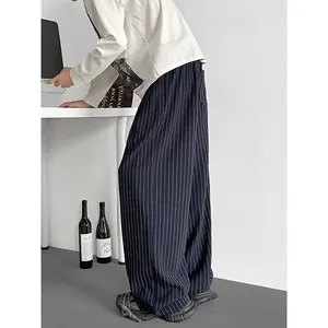 Men's Baggy Wide Leg Pants Zipper Fly Pleated Trousers Business Casual Dress Pants with Pocket