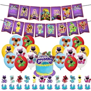 Smiling Critters 30pcs Birthday Party Supplies Decorations Set - Includes Happy Birthday Banner, 16 Balloons, 12 Cake Toppers & Ornaments
