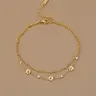 Fashion Rhinestone Daisy Ankle Chain for Women, Anklet, Stainless Steel Double Layer, Casual Daily Wear, Floral Pattern, All Seasons