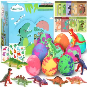Bath Bombs for Kids with Surprise Toys Inside - 9 Pack Dinosaur Bath Bombs Gift Set, Dinosaur Toys for Kids 3 4 5 6 7 8 9 Years, Easter Gifts for Kids, Easter Basket Stuffers Bubble Bath Fizzes