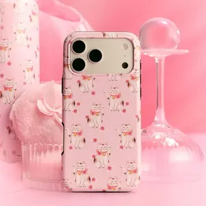 DarlingCase Cute Pink Cat Maneki Neko iPhone Case - Glossy Double-Layer Silicone Protective Cover for iPhone 17 Pro Max, 16 Pro, 15, 14, 13, 12 - Perfect Gift for Girls Capacitive Stylus Pen Usb Rechargeable Stylus Touchscreen Pen Tech Accessories, Smartp