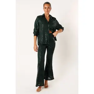 Darcy Sequin Two Piece Pant Set - Hunter Green