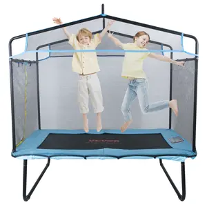 VEVOR 6FT Trampoline for Kids, 72" Indoor/Outdoor Toddlers Trampoline, Mini Baby Trampoline with Safety Enclosure Net, Gymnastics Bar, Hammock, Recreational Trampoline Birthday Gift for 3+ Years Kids