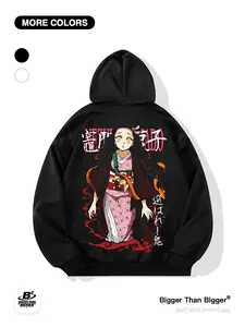 Demon Slayer Muzan Kibutsuji Graphic Print Loose Fit Hoodie, Unisex Casual Sweatshirt with Pockets, Breathable Outdoor Wear