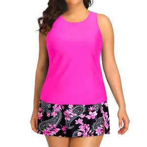 Tempt Me Plus Size Tankini with Skirt - Two Piece Swimsuit for Women Tummy Control Bathing Suit High Neck Swimwear  SwimWeek  summervibes