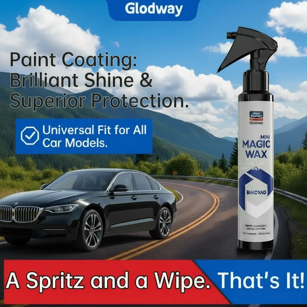 Glodway Professional Car Coating Spray - 4-6 Weeks Long-Lasting Crystal Shine with Single Use, Quick Effect, All-in-1 Dust-Proof Glazing Protection, Reduce Dust & Gum Adhesion, Delay Paint Aging, Easy-to-Apply for Beginners, Acid Rain Defense