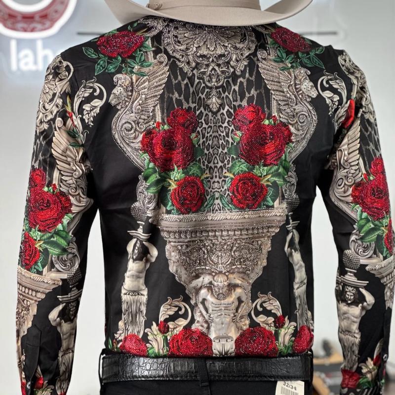 BARABAS Belica Rose Luxury Western Dress Shirt for Women - Snack