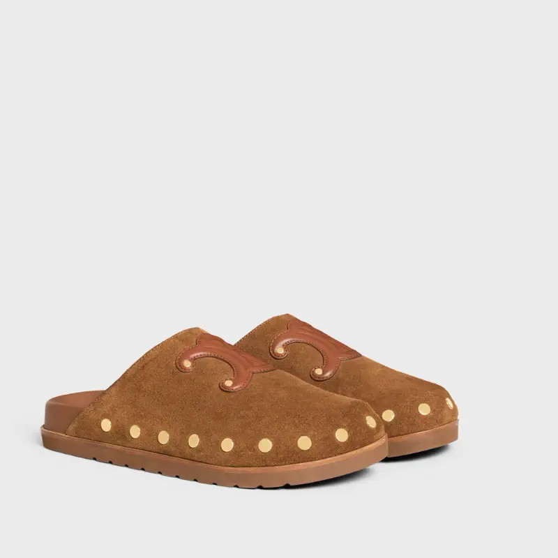 Celine Triomphe Suede Mules Size 40.5