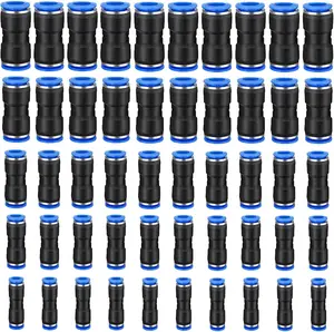 50 count Straight Push Connectors, 4/6/8/10/12 mm Quick Release Pneumatic Connectors Air Line Hose Fittings Kit Connector