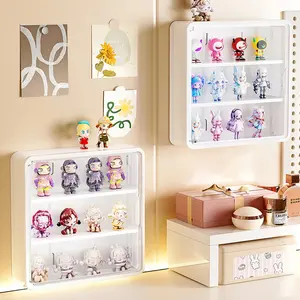 Wall Mounted Storage Box, Dustproof Storage Display Box with Lid, Toy Display Organizer, Home Organizer for Living Room Bedroom Study Room