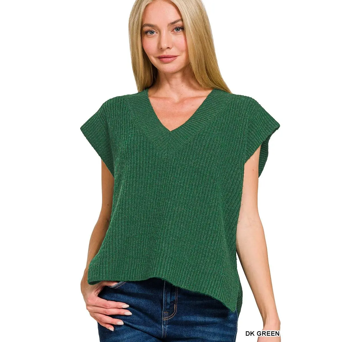Zenana Oversized Sweater Vest with Side Slit