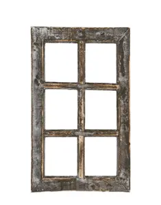 15.75" x 9.5" Wood Window – Antique Brown/Grey