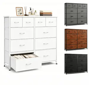 10 Drawer Fabric Storage Tower TV Stand Versatile Organizer Cabinet for Bedroom Living Room Wardrobe and Entryway Modern Style