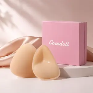 Cocodoll Women's Sticky Push-Up Inserts - Double-Sided Adhesive Bra Cups Instant 2-Cup Size Boost Reusable Sweat & Water Resistant Womenswear Bra Accessories Portable Waterproof