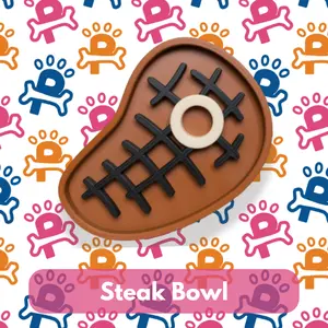 Steak Slow Feeder Bowl for Cats and Dogs | Pet Feeding Bowl | Slow Feeder Enrichment