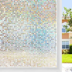 1 Roll Window Privacy Film, Colorful Glass Window Film, Mosaic Rainbow Decorative Sticker, Removable Static Adhesive, Removable Window Decal, UV Protection, Home Use