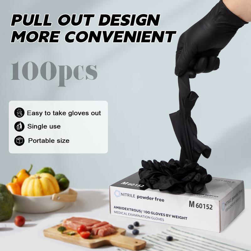 3.5Mil Black Nitrile Disposable Gloves, Latex&Powder Free Durable Professional Ambidextrous Work Cleaning Gloves for Cleaning Gardening Food Prep Cooking Painting DIY Outdoor Light Mechanic Work Household Hardware Tasks