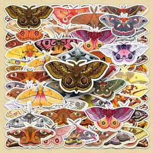 Moth Pattern Sticker, 100pcs/set Creative Insects Decorative Sticker, DIY Craft Decorative Sticker for Phone Case, Luggage, Scrapbooking