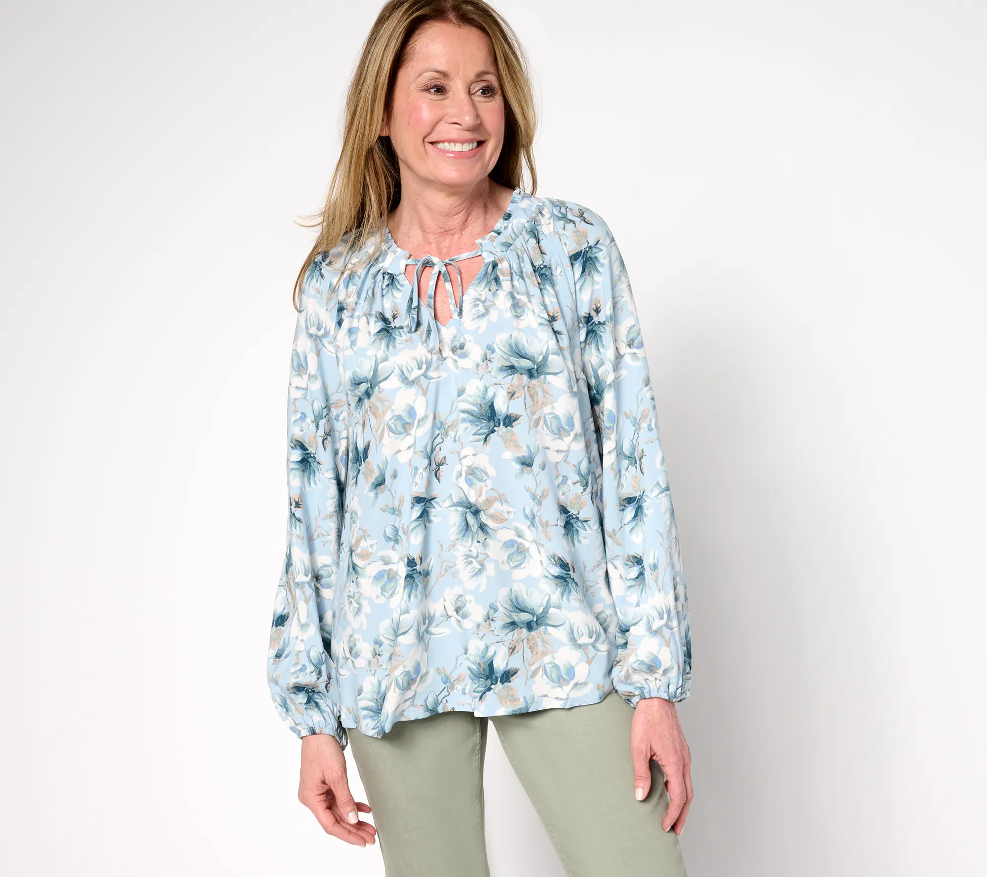 Martha Stewart Signature Woven Printed Peasant Blouse