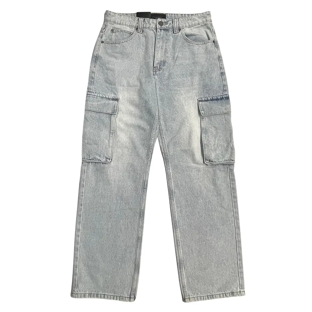VICTORIOUS Men's Baggy Fit Cargo Denim Jeans Y2K Wide Leg Cargo Pants