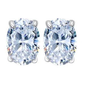 S925 Sterling Silver Oval Cut Oval Earrings 5*7 6A Cubic Zirconia Earrings Daily Life Earrings-600