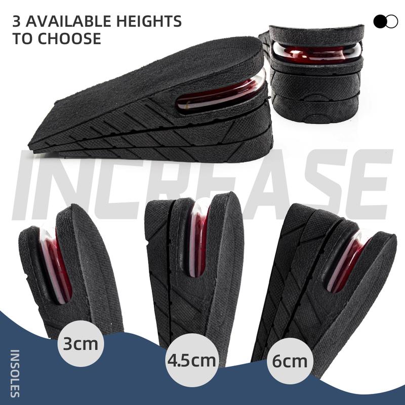 Height Increase Insole 3-Layer Air Cushion Heel Insert Lift Shoes Insole for Men and Women Invisible Elevator Adjustable Insoles