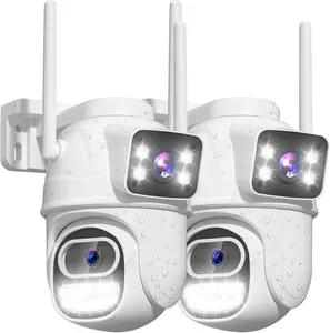 WiFi Security Camera Outdoor Wireless, 6MP Dual Lens Plug-in 360 Security Camera, Human Auto Tracking, AI Motion Detection, Color Night Vision, No Monthly Fees, Works with Alexa, 2.4G WiFi