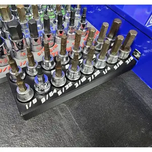 Magnetic Hex Bit Socket Organizer – Fits Icon 59742 56588 | Sae & Metric 3/8 Drive Holder | Double Row 3D Printed Tray
