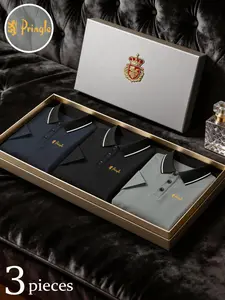 Best-selling 3-piece set quick-dry breathable fabric polo shirt, Pringle of Scotland printed pattern, men's sports casual short-sleeve collared T-shirt top, suitable for golf and various outdoor sports, comfortable outdoor casual wear for all seasons, bes