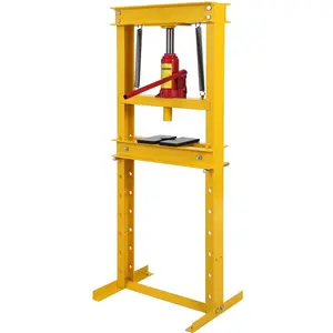GARVEE 12-Ton Hydraulic Press with Pressure Gauge, Heavy Duty h-Frame Floor Press with Height Adjustment & Overload Valve for Bearings, Bushings, Automotive Repair, Powder Coated Yellow