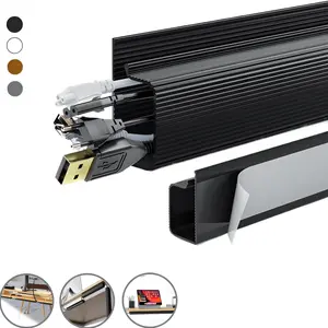 YITAP Desktop Cable Management Kit, Desk Cable Organizer, Cord Organizer, Self-Adhesive PVC Wire Raceway Storage Tray, No Drilling Required for Installation, Hides Wires and Power Strips, 40 cm/15.7 inches