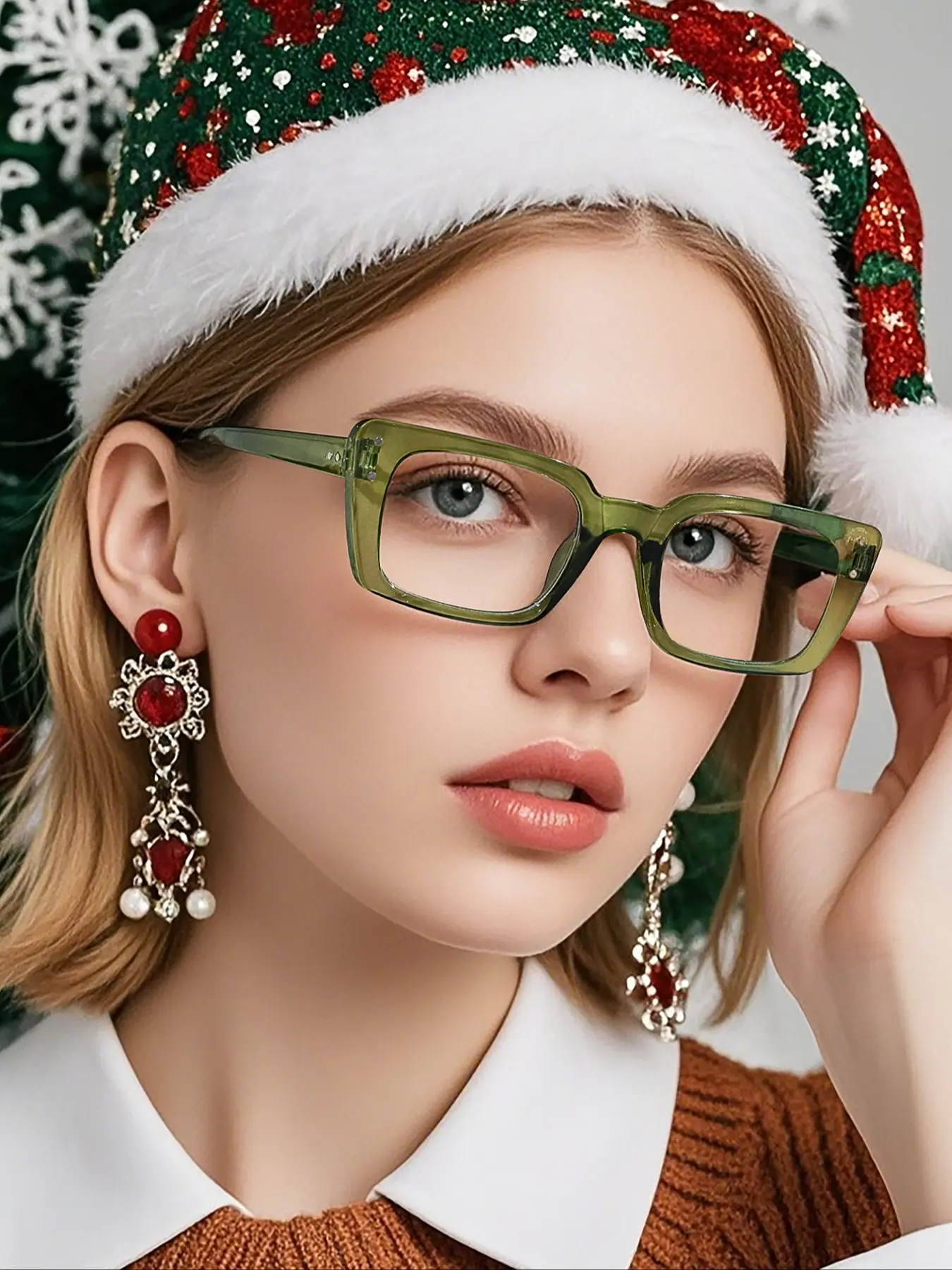 Unisex Christmas Anti-Blue Light Glasses, Casual Fashion PC Frame, Lightweight Durable, Modern Work Eyewear, All Seasons, High Quality Eyewear, Trendy Frames