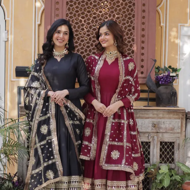 Women's anarkali Indian Party Gown with Heavy Dupatta - Formal Wedding Party Outfit - Womenswear