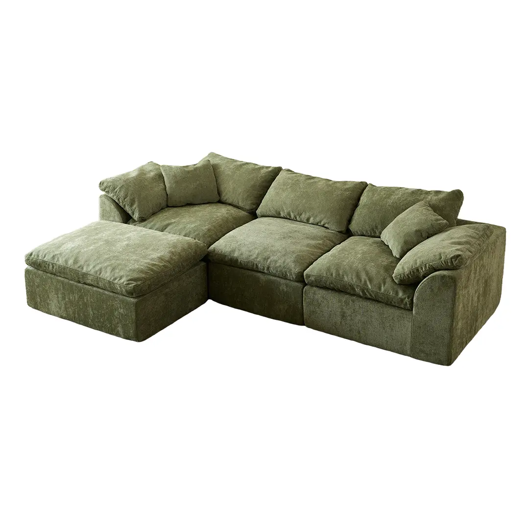 Bone-Free Compressed Modular Cloud Sectional Sofa, Chenille Fabric, Freely Combinable L-Shaped Couch for Small Living Room, No Assembly Required
