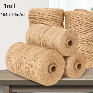 4mm Thick Jute Rope , Large Roll Heavy Duty Strong Jute Twine, Multi-Purpose Braided Craft Rope Ideal for DIY Projects, Garden Tying, Home Decor, Gift Wrapping & Cat Scratching Posts