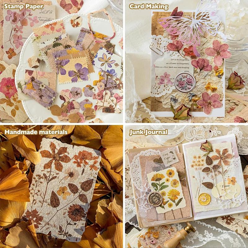 120 Pcs Scrapbook Paper  4 Floral Embossed TexturedRice Craft Paper Assorted Special Cards paper Mix for Scrapbooking Junk Journal Journaling Supplies Planner Bullet Collage