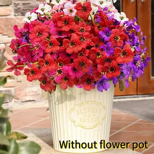 20 Bundles Colorful Artificial Violet Flowers, Mixed Color Fake Silk Flowers with Plastic Greenery, Faux Plants for Garden Decor
