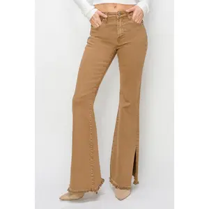 RISEN Bailey Full Size High Waist Side Slit Flare Jeans Casual Fit