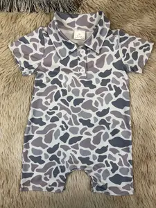 Short sleeves camo printed baby polo romper boy summer wear