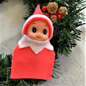 Pink Baby Elf Figurine, Christmas Elf, Tiny Elf, Miniature Elf