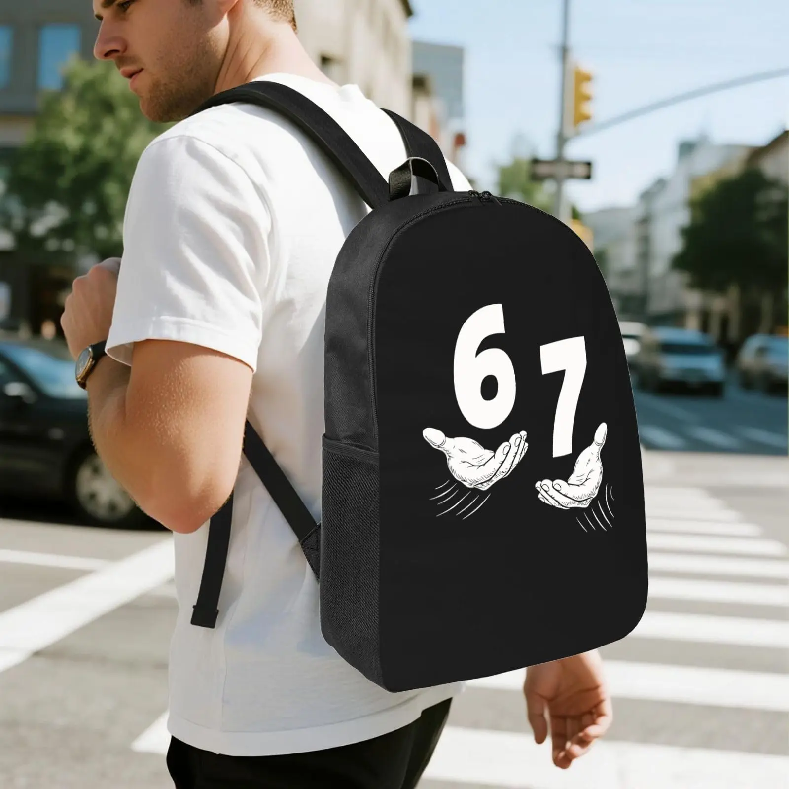 Funny 67 Meme Six Seven 6 7 book bag Breathable Shoulder Straps