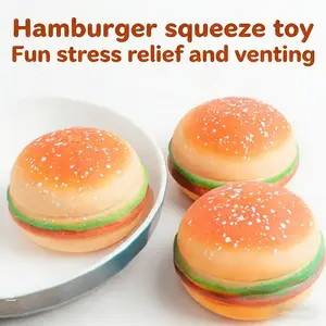 Realistic Burger Squishy Toy, Creative Food Shaped Slow Rebound Squeeze Toy, Soft Portable Sensory Hand Leisure Play Toy