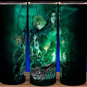 Final Fantasy 7 Sephiroth - Cloud - Tifa - Aerith Gaming Cup Mug Tumbler 20oz Stainless Steel Flask Insulated Stylish Reusable Drinkware Plastic Glossy