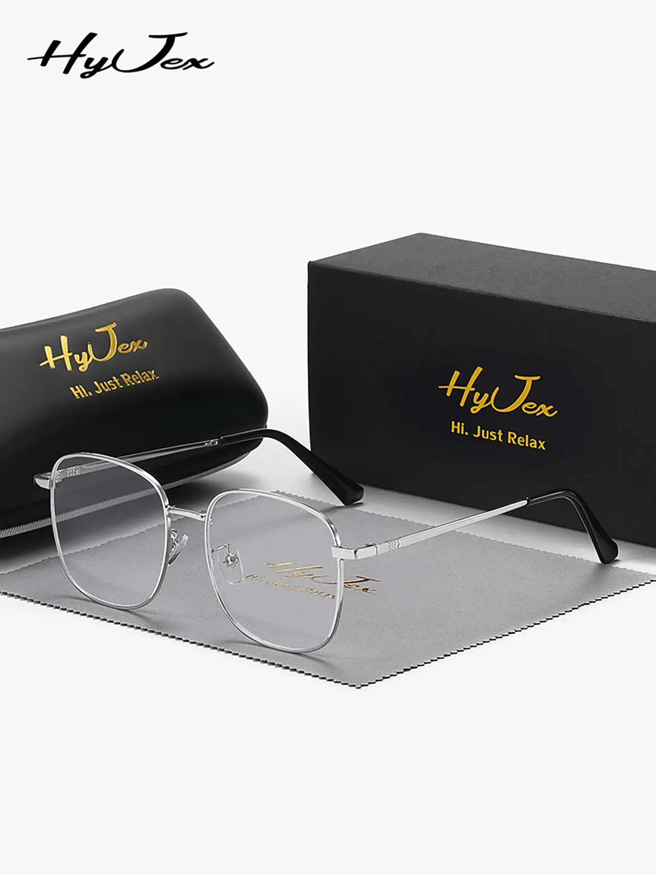 HyJex 1 Piece Unisex Full Frame Plano Glasses，High Definition Metal Square Frame Plano Glasses，Simple Design, Modern Interpretation, Minimalist Eyeglasses, Clear Eyeglasses, Metal Frame Eyewear