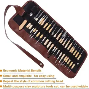 Clay Tool Set, 22pcs/set Pottery Ceramics Tool & Storage Bag, Art Production Tool Set, Art Supplies for Home School
